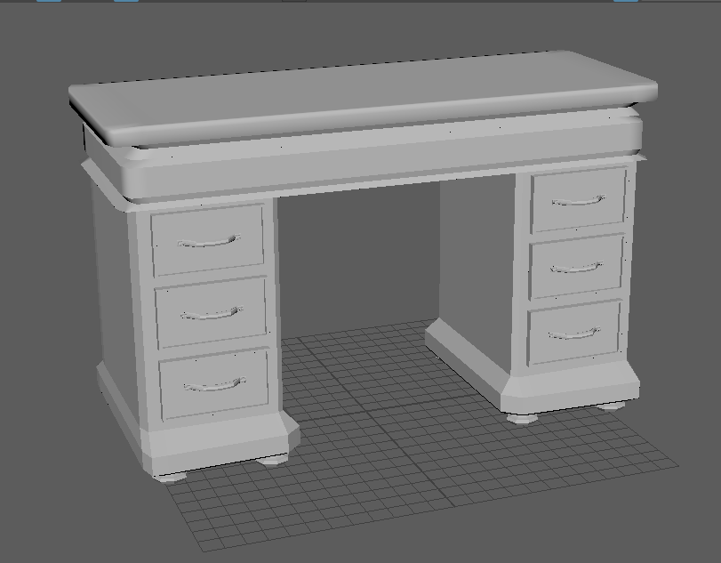 Bureau modélisé sur Maya